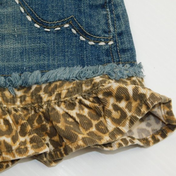 The Children's Place Girls 3T Denim Leopard Print Trim Skirt - Picture 4 of 10